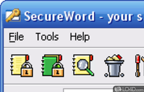 Screenshot of SecureWord - Software package enabling users to save their sensitive data in a secure environment