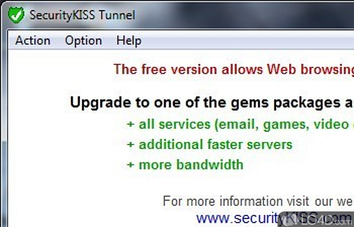 Screenshot of SecurityKISS Tunnel - Browse the web without worrying whether or not activity is tracked