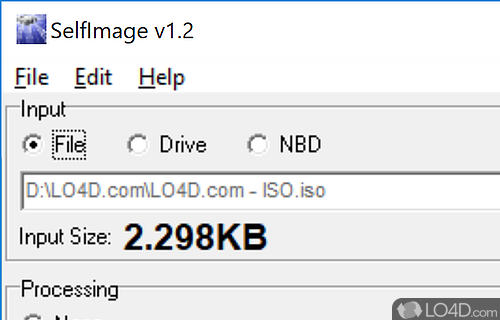Create an image of a hard disk or partition - Screenshot of SelfImage
