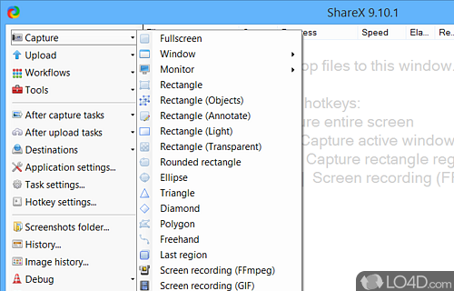 Manual or automatic capturing mode - Screenshot of ShareX