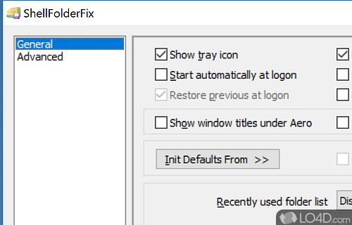 Screenshot of ShellFolderFix - User interface