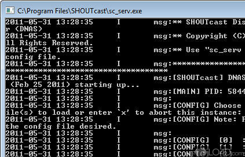 Screenshot of SHOUTcast DNAS - Software which permits anyone on the internet to broadcast audio from their PC to listeners across the Internet