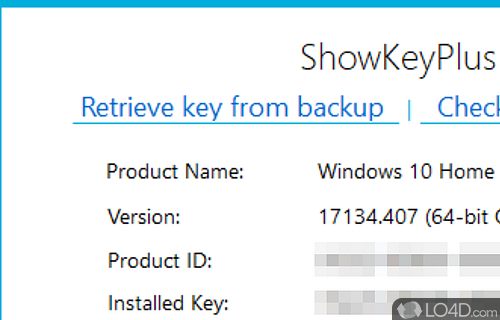 Screenshot of ShowKeyPlus - View the product key of OS by using this app that also allows you to save the data to TXT