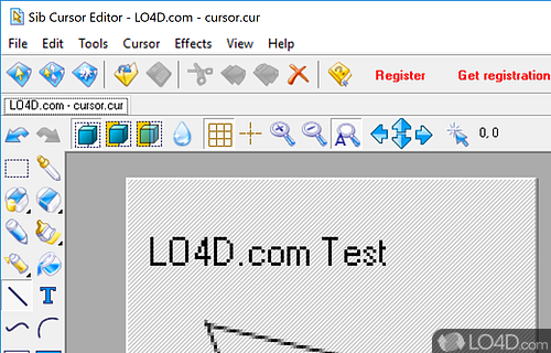 Extensive file type support and user-friendly interface - Screenshot of Sib Cursor Editor