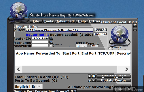 Makes ports forwarding possible, with included support for a large variety of routers - Screenshot of Simple Port Forwarding