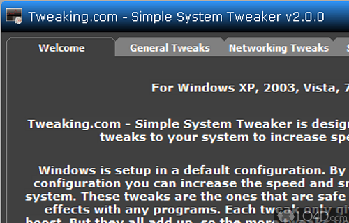 Screenshot of Simple System Tweaker - User interface