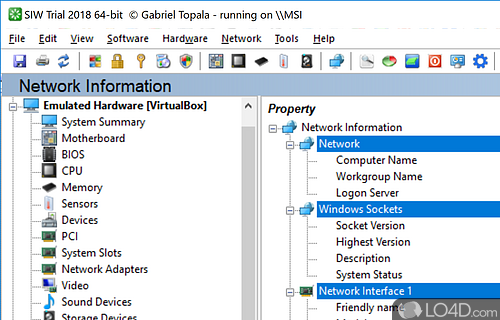 View detailed information about software and hardware - Screenshot of SIW