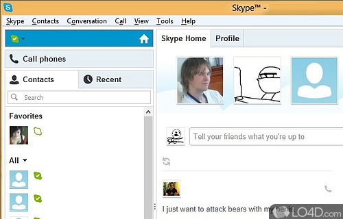Screenshot of Skype - Bundled with support for file transfers, screen sharing, video