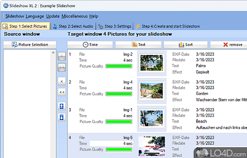 User interface - Screenshot of Slideshow XL