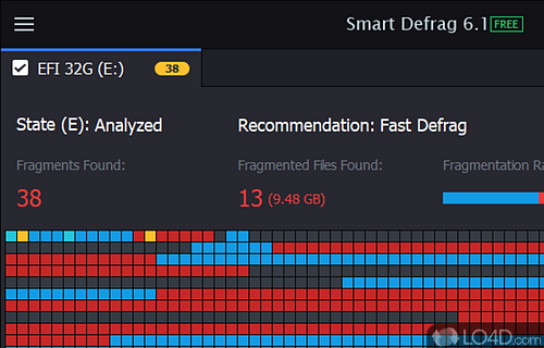 Different defrag methods and reports - Screenshot of Smart Defrag