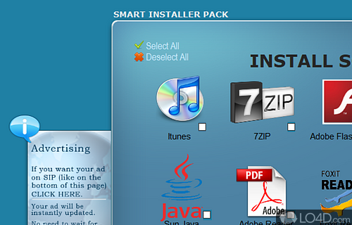 User interface - Screenshot of Smart Installer Pack