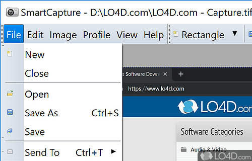 Create custom capture profiles - Screenshot of SmartCapture