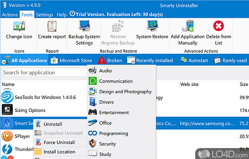 Restore points and backups - Screenshot of Smarty Uninstaller