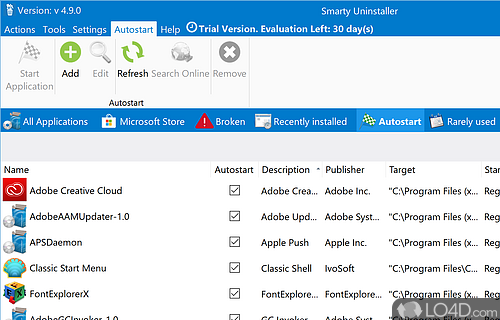 Get detailed info about programs and manage startup items - Screenshot of Smarty Uninstaller