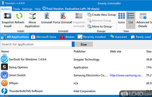 Powerful and app to completely remove Windows programs by scanning computer for obsolete files - Screenshot of Smarty Uninstaller