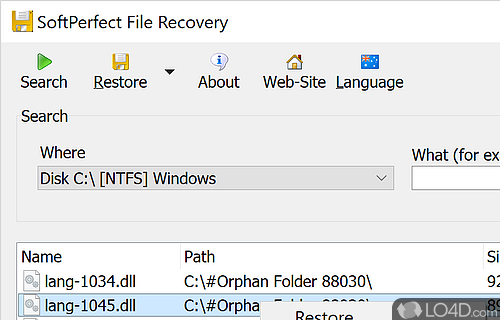 SoftPerfect File Recovery Screenshot