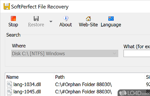 If important files disappeared and ’t find them in the recycle bin, try this software product and get the files back - Screenshot of SoftPerfect File Recovery