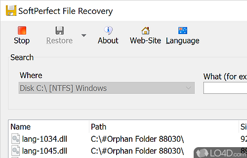 SoftPerfect File Recovery Screenshot