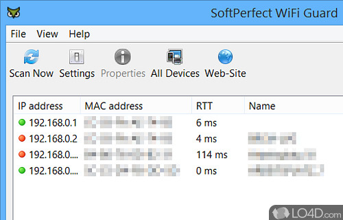 Scans WiFi networks for any new connected devices that could possible belong to an intruder - Screenshot of SoftPerfect WiFi Guard Portable