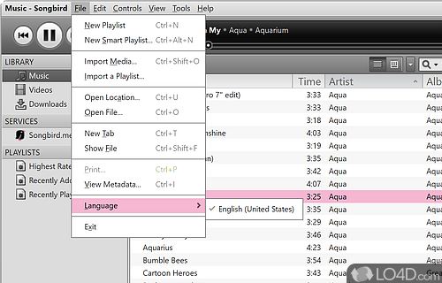 Audio player and organizer - Screenshot of Songbird