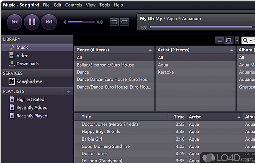 Audio and media player - Screenshot of Songbird