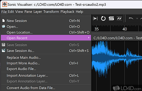Inspect and visualise audio files - Screenshot of Sonic Visualiser