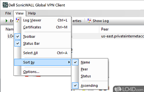 SonicWALL Global VPN Client (GVC) - Screenshot of SonicWALL Global VPN