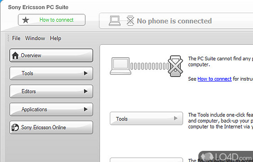 Screenshot of Sony Ericsson PC Suite - Practical software solution for all Sony mobile users that want to create backups of their devices