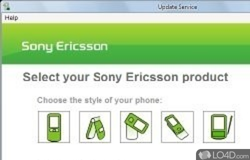 Screenshot of Sony Ericsson Update Service - User interface