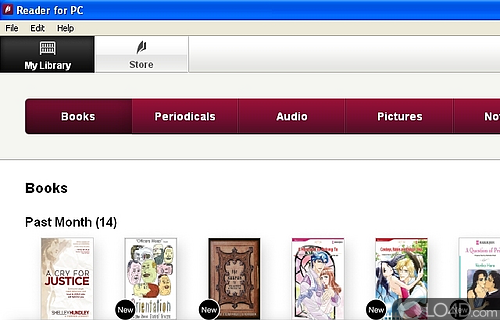 Screenshot of Sony Reader for PC - User interface