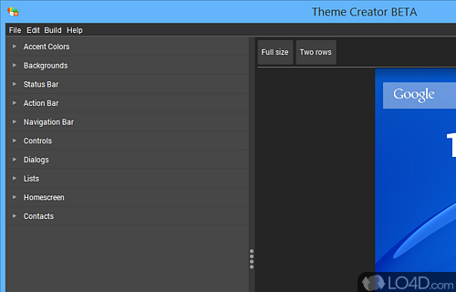 User interface - Screenshot of Sony Theme Creator for Xperia