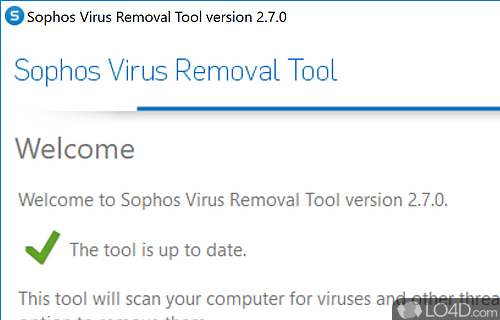 Finds and removes malware, including rootkits - Screenshot of Sophos Virus Removal Tool