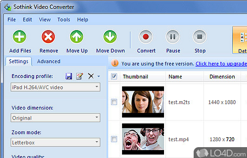 Screenshot of Sothink Free Video Converter - Convert to and from bunches of formats