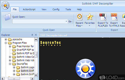 Screenshot of Sothink SWF Decompiler - User interface