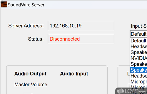 Complimentary software - Screenshot of SoundWire Server