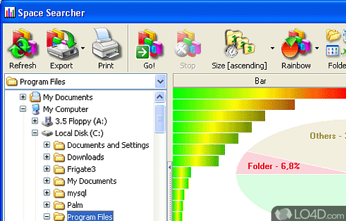 Screenshot of Space Searcher - Analyze disk space to discover the largest files, up unnecessary