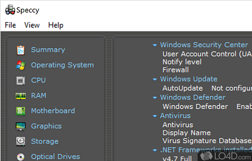 View details about a wide range of hardware components - Screenshot of Speccy