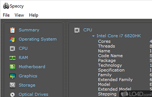 PC information tool - Screenshot of Speccy