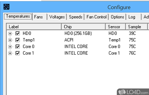 Easy to use tool to monitor temperature of CPU fans, voltage and more - Screenshot of SpeedFan