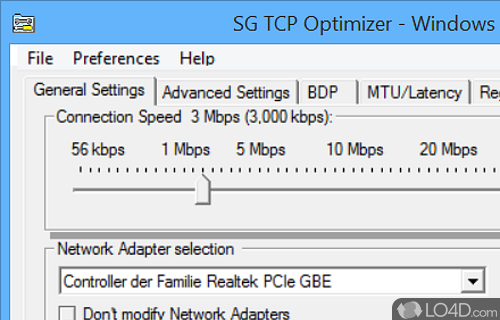 SpeedGuide TCP Optimizer Screenshot