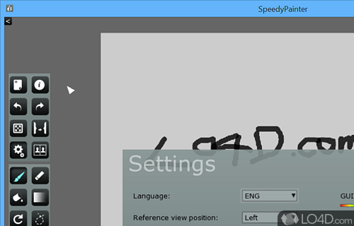 Brush, rotate, crop, perspective mode, and reference image - Screenshot of Speedy Painter