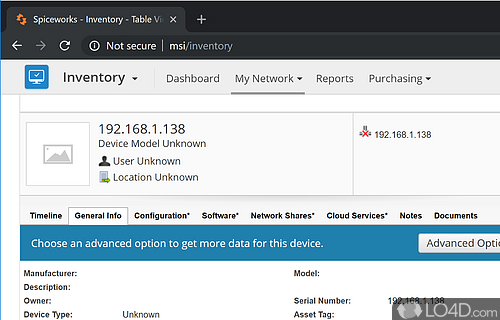 Network inventory - Screenshot of Spiceworks