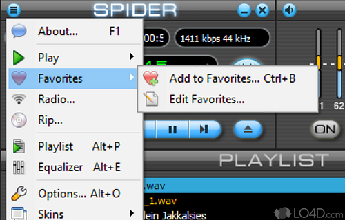 Support for common audio and playlist formats - Screenshot of Spider Player