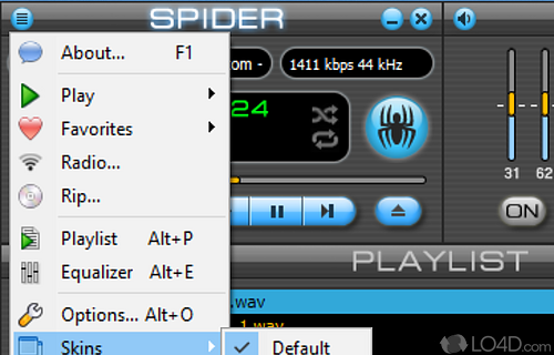 Lots of customizable settings - Screenshot of Spider Player