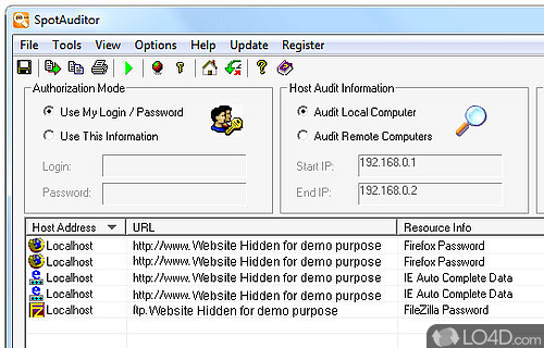 Screenshot of SpotAuditor - User interface