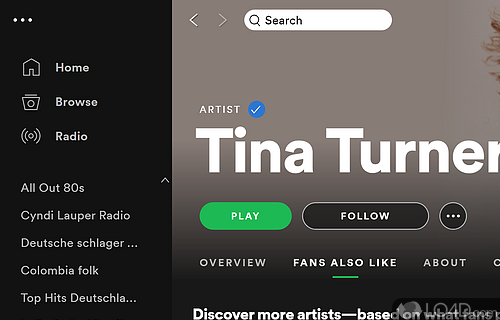 A web app - Screenshot of Spotify