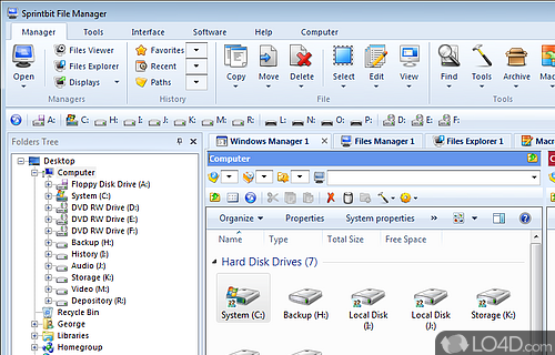 Screenshot of Sprintbit File Manager - Sleek graphical interface with plenty of tools