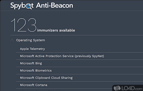 Block telemetry group policy and other tracking options - Screenshot of Spybot Anti-Beacon