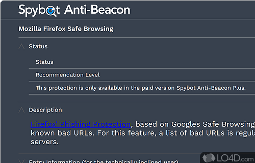 Block data collection attempts - Screenshot of Spybot Anti-Beacon