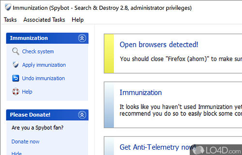 Update virus definitions regularly and configure other settings - Screenshot of SpyBot Search & Destroy